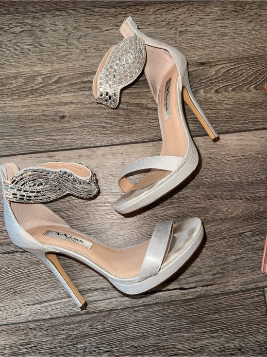 Nina Shoes - Nina Silver Crystal Ankle-Strap Stiletto Sandals
